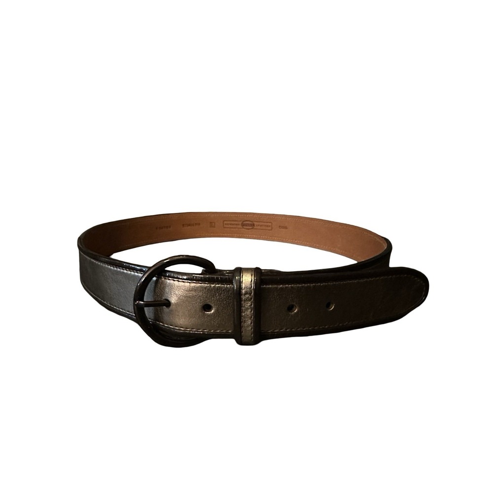 Fossil Leather Belt Women's Large Brown Metallic Gold Boho Round Buckle Retro - Picture 2 of 13